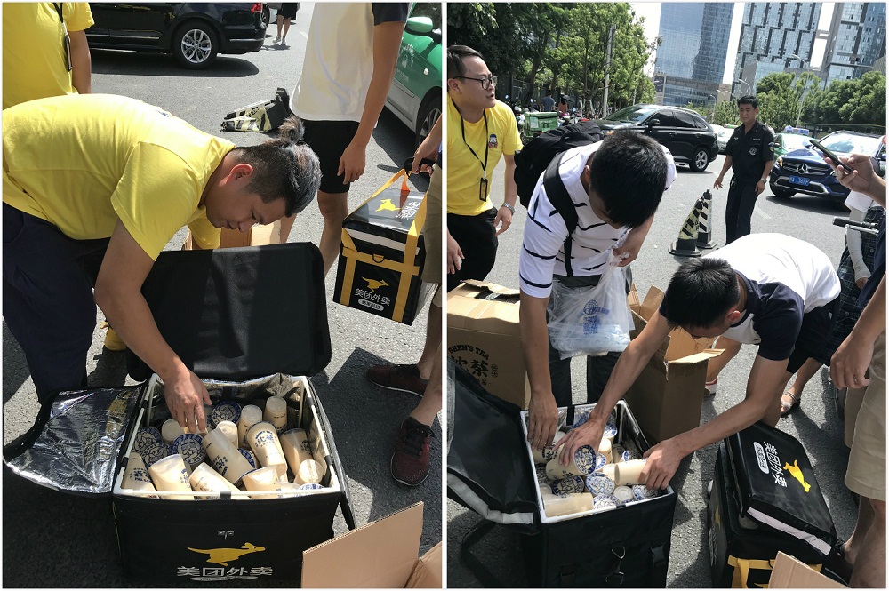 致敬外卖骑手沈茶5000杯豆腐鲜奶茶传递大爱