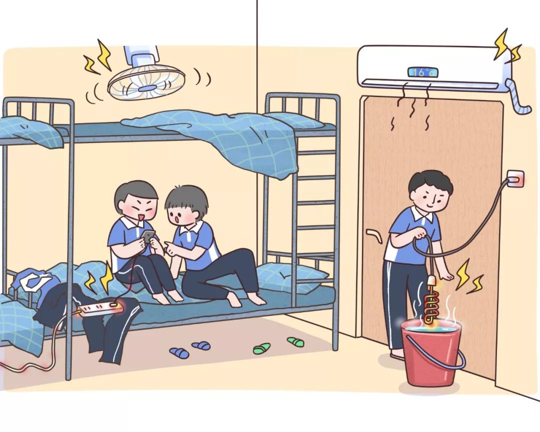 是最容易引起用电安全问题的区域,不少校园用电安全事故就发生在宿舍