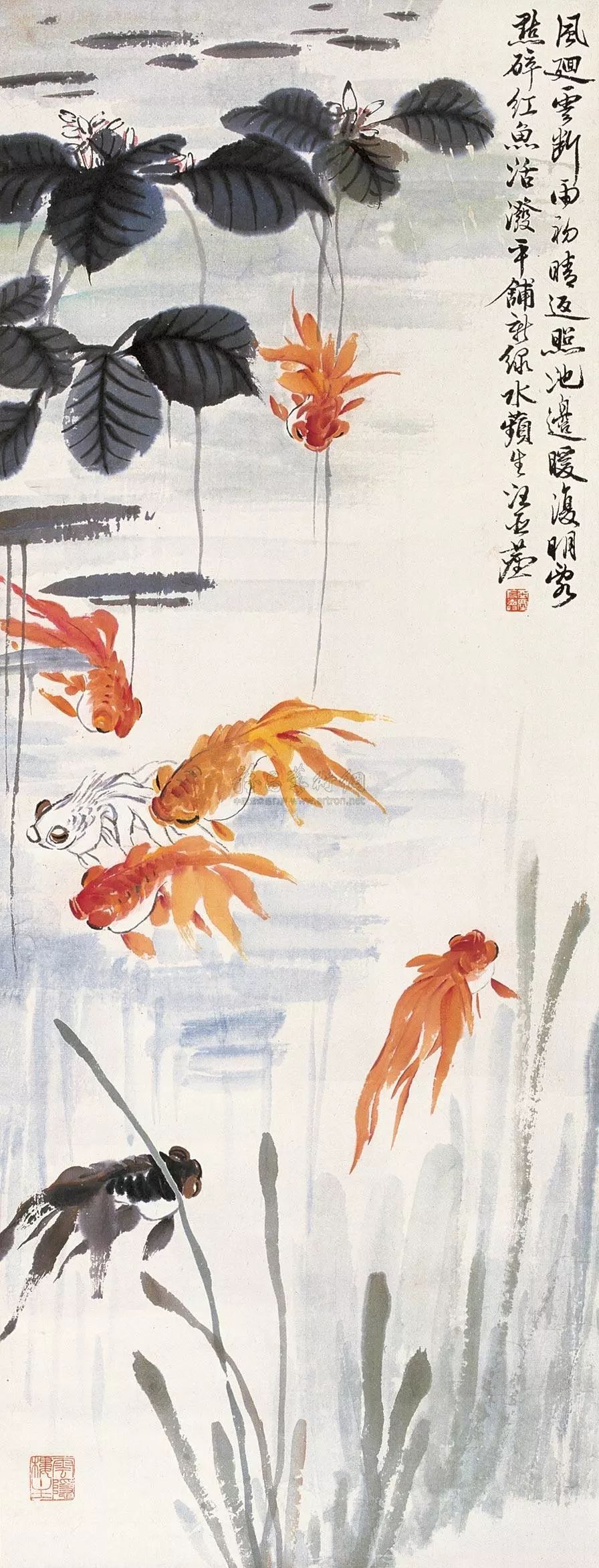上世纪30年代的中国画坛, 汪亚尘的金鱼,徐悲鸿的马,齐白石的虾 并称