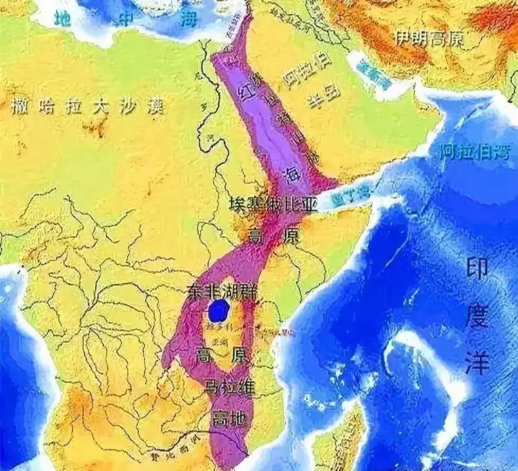 东非大裂谷绵延6000多公里就是这个大裂谷,帮助生物完成了从动物到人
