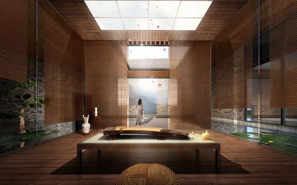 中间庭院茶室效果图△ 中间庭院效果图△ 房间庭院效果图