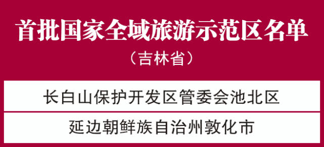 长白山池北区敦化市入选首批国家全域旅游示范区