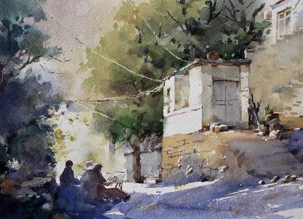 水彩画中的平顺乡村——是人在仙界?还是神仙下凡?_作品