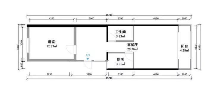 吾爱有三,有你有猫有房,55㎡小户型,一字型设计更显空间!