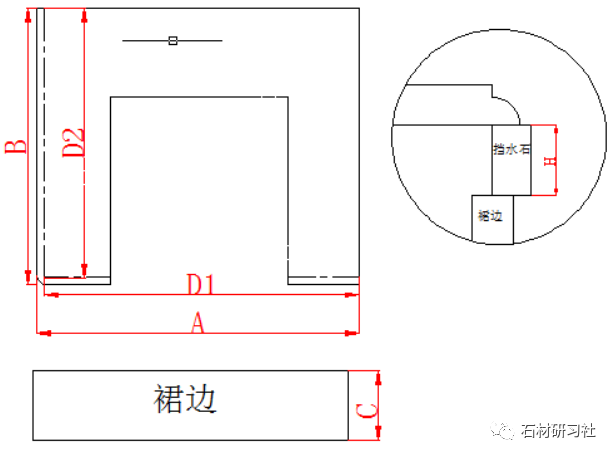 非标洗手台面石窗台石门槛石测量方式
