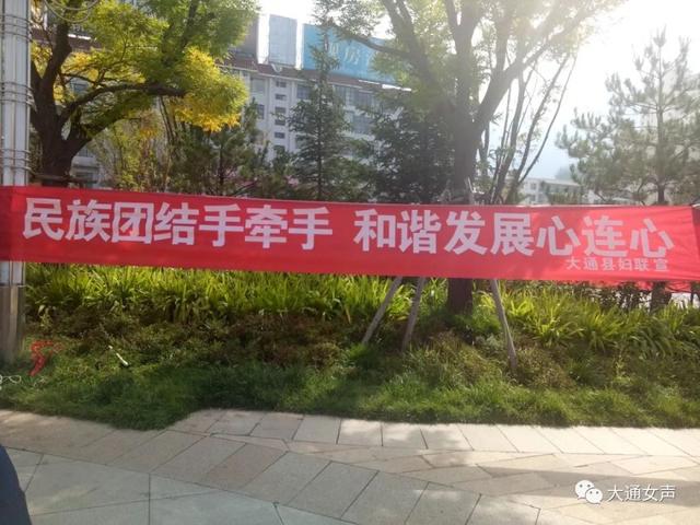 以切实加强民族团结宣传教育为主,通过悬挂民族团结横幅,摆放展板