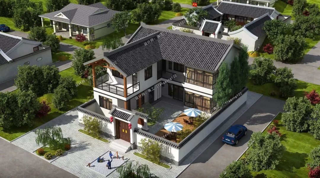 7款带院子的二层小别墅庭院假山花池凉亭这才是中国农村适合建的房子