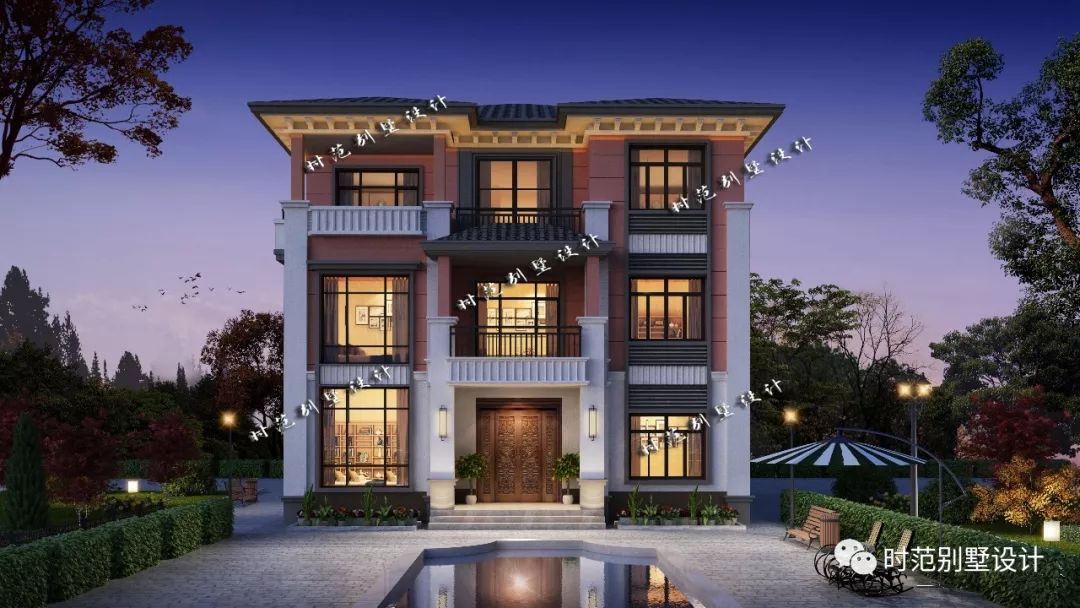 11x12米三层新中式复式别墅带堂屋棋牌室影视厅适合自建