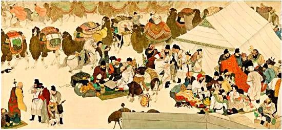 古代丝绸之路上的丝绸贸易商队唐代西域文化艺术取得了超过前代的巨大