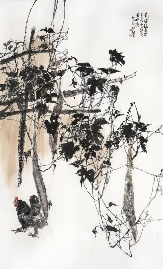 美女画家张咏梅画作田园风光花语香朦胧醉意心飞扬