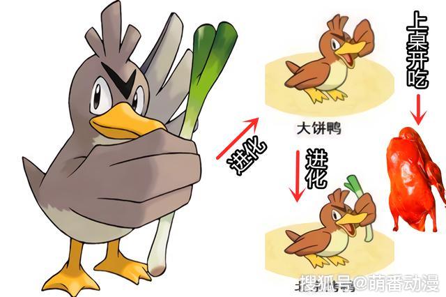 原创在粉丝的恶搞下神奇宝贝有了新的进化方式,大葱鸭可以上桌开吃了