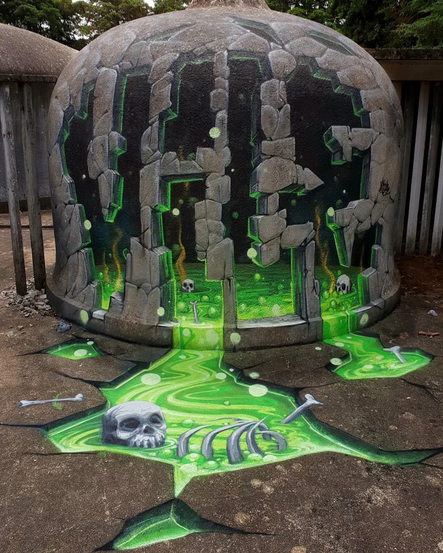 用喷漆让墙壁变透明的涂鸦艺术家它的作品绝对让你大开眼界