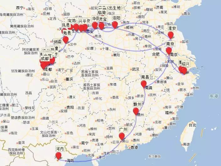 有人把李白杜甫一生的足迹做了张地图发现了大事情