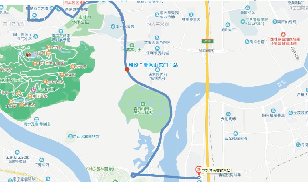 9月6日起优化线路服务青秀山东门