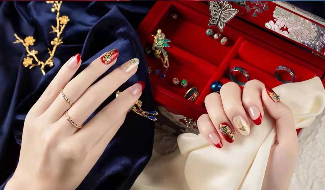 古风仙气超有韵味美甲超显白精致的哦适合宴会和新娘的美甲