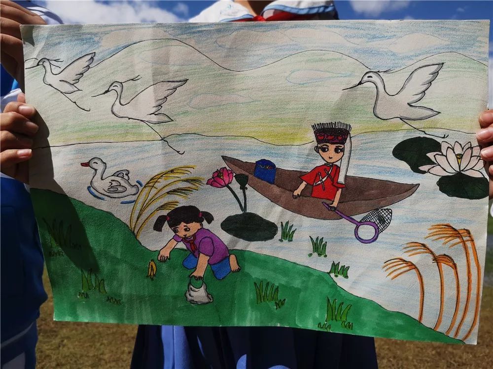 儿童苍山洱海简笔画图片