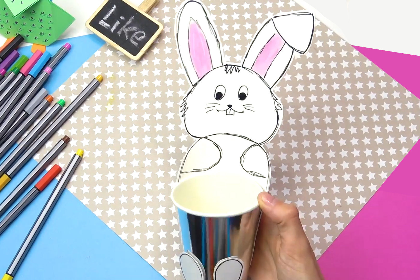 学校的天才创意手工制作小兔子笔筒个性可爱卡通铅笔筒文具筒
