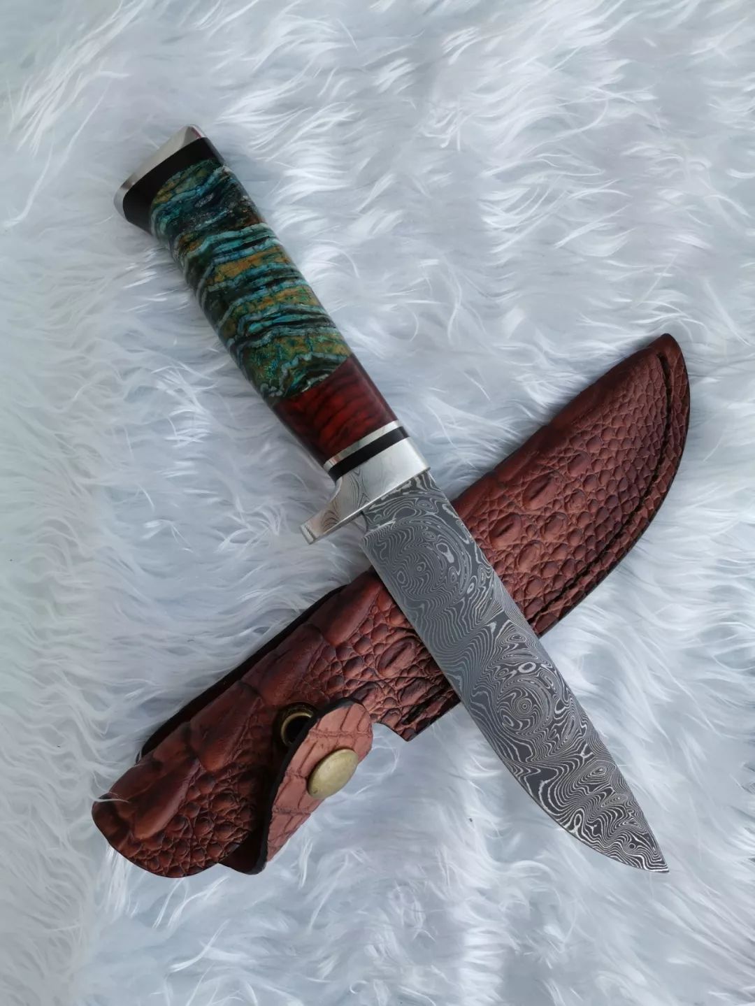 北欧风情,独爱猎刀!体会来自大马士革钢的异域风情,太迷人!