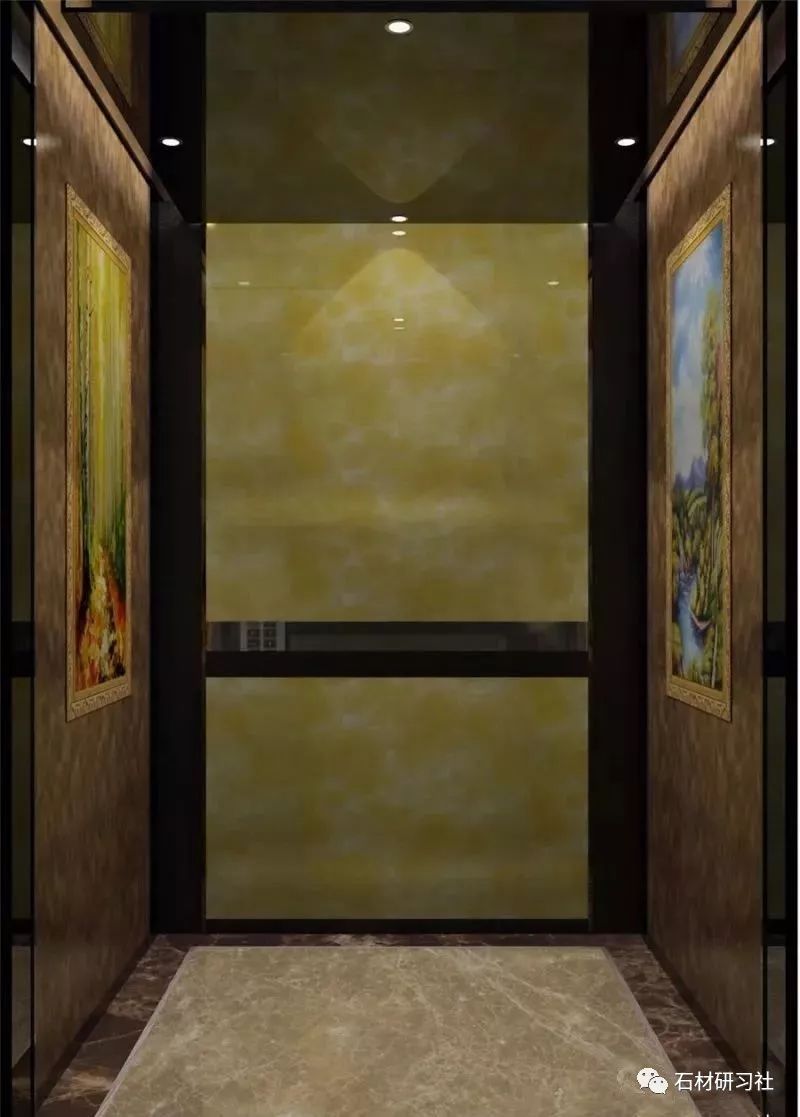 电梯内的大理石拼花惊艳了时光穿梭道
