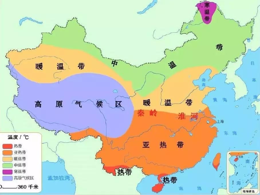 此外,中国年降水量的800毫米分界线在秦岭—淮河附近.