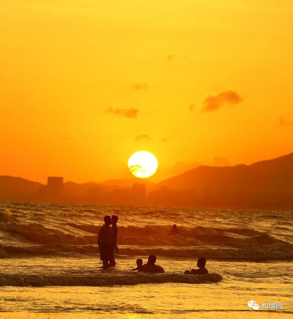 圖集海南初秋之際海邊夕陽美