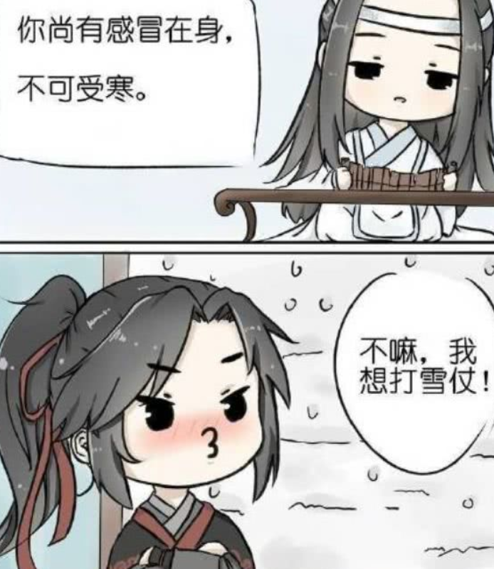 魔道祖師魏嬰嘟嘴讓藍湛陪他玩雪直接高冷男神回絕了