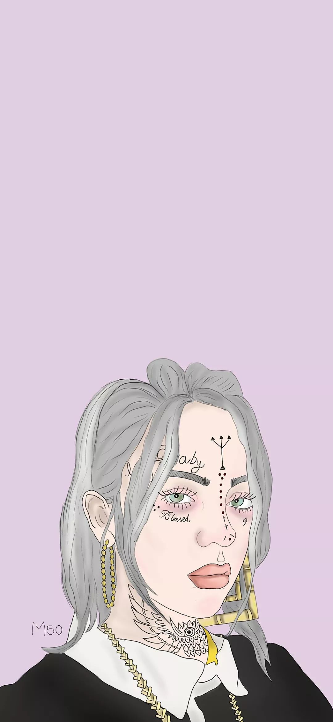 壁纸丨手绘动漫版碧梨billieeilish来了