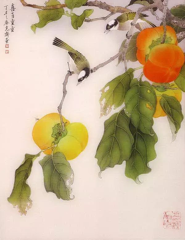 果实花鸟张克齐工笔作品欣赏