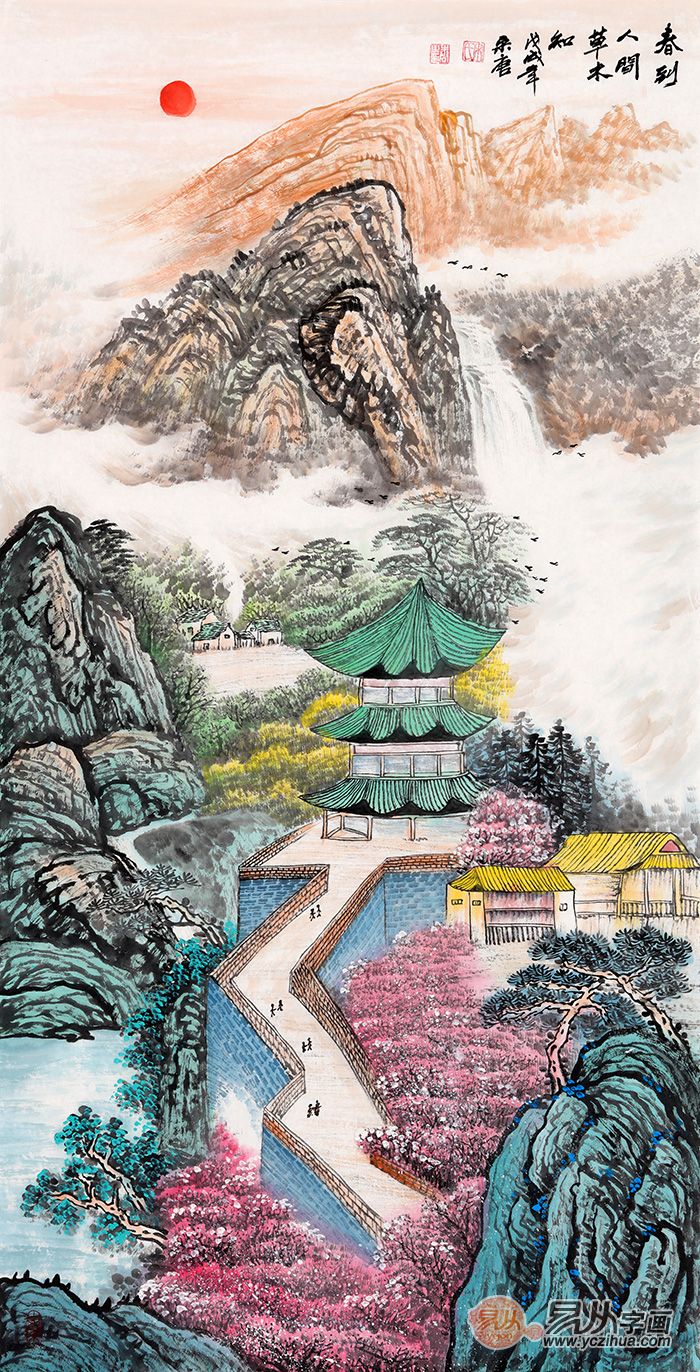 适合挂玄关挂字画,首选还是竖幅山水画