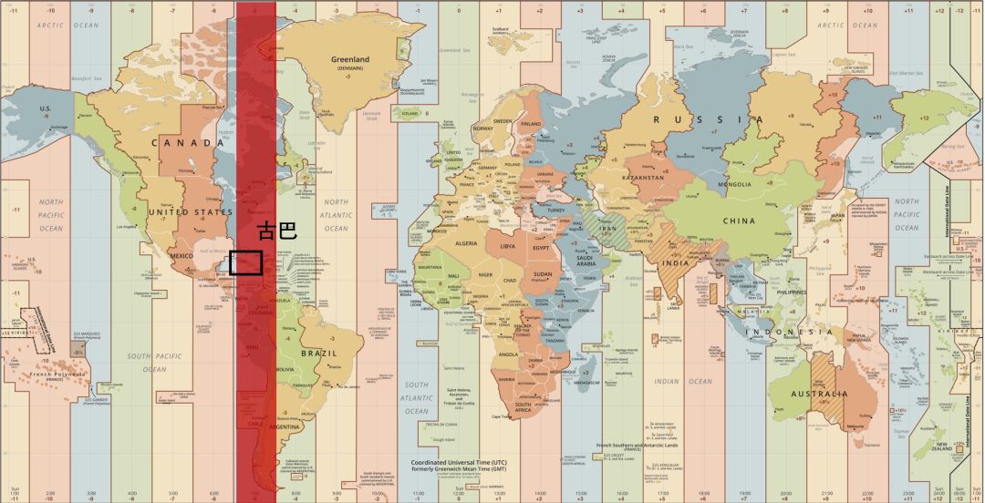 生活全球24个时区国家在同一天的生活