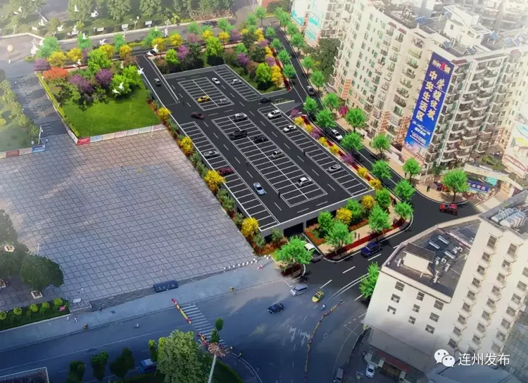 连州兴建9个停车场新增800停车位. 图为文化广场停车场效果图.