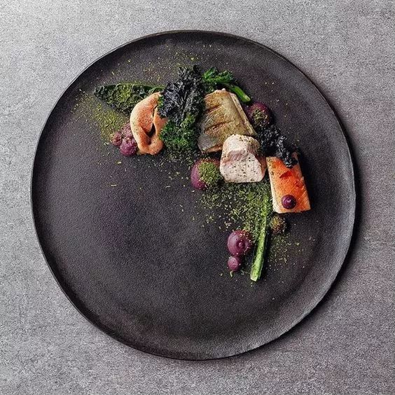 西餐| 暗色系列圆盘 | 摆盘搭配技巧 .