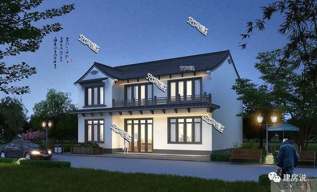 建房说二层中式农村别墅四合院图纸设计