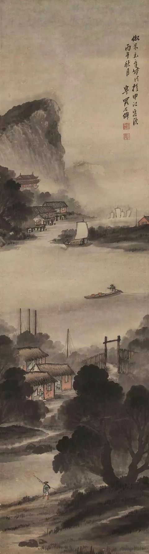 泼墨道人画画烟雨楼台淋漓酣畅