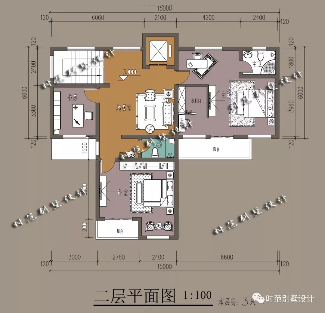 15x13米二层中式别墅4室3厅带庭院一廊一檐都是家的模样