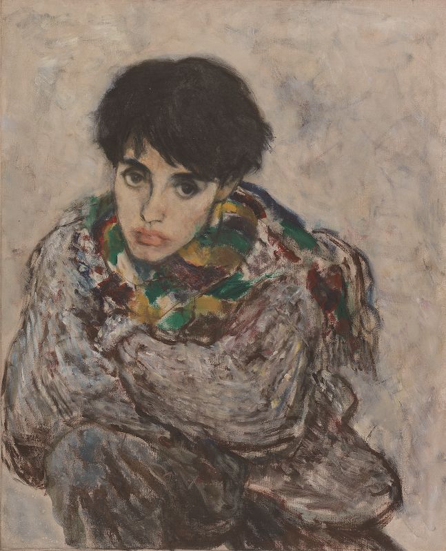 《小翟肖像》在沙子堰,何多苓的绘画风格开始慢慢转变,从中国古画中