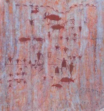 《夷汉部曲图》临沧沧源近代100×202cm佤族壁画 《亡灵回归图》大理