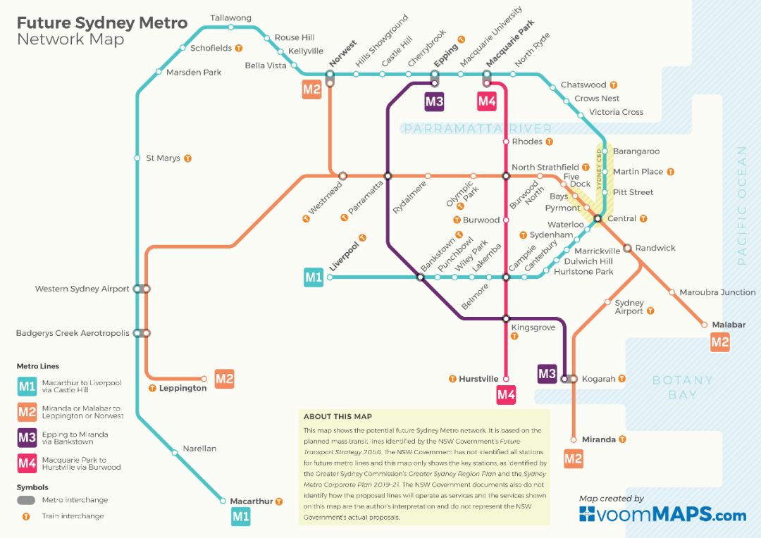 重磅悉尼城铁网络今日推出4条地铁线新增39个车站各个华人区都涉及