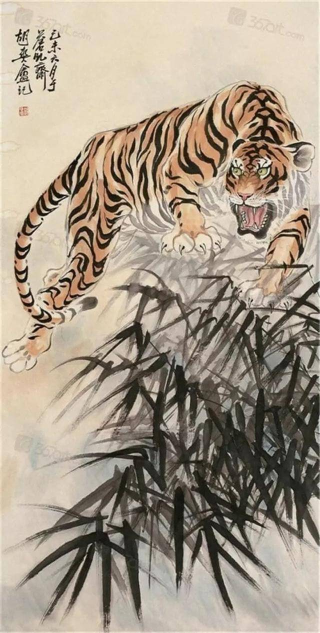 10)别名胡剑鸣 ,近现代画虎名家.