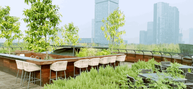 江南这样一个500方的大露台实属不易,功能性强,可举行各类派对活动