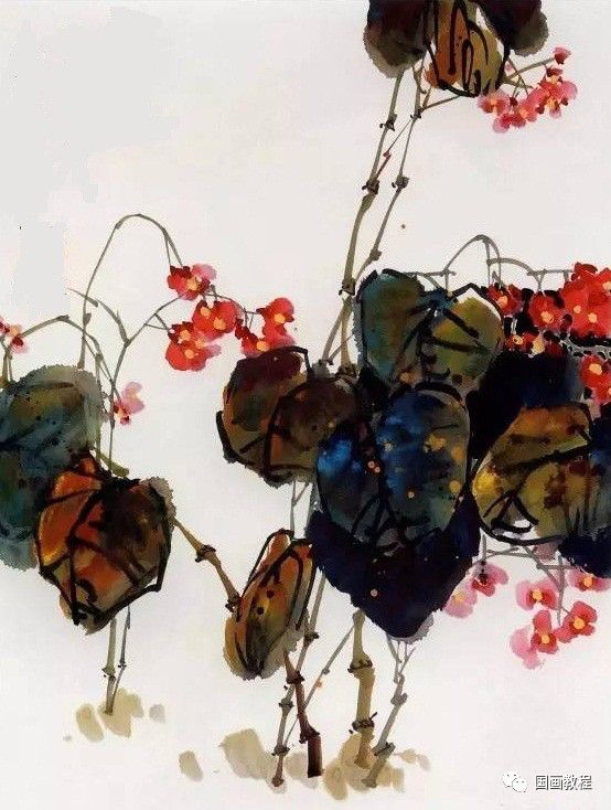 【国画教程】写意《秋艳》_秋海棠
