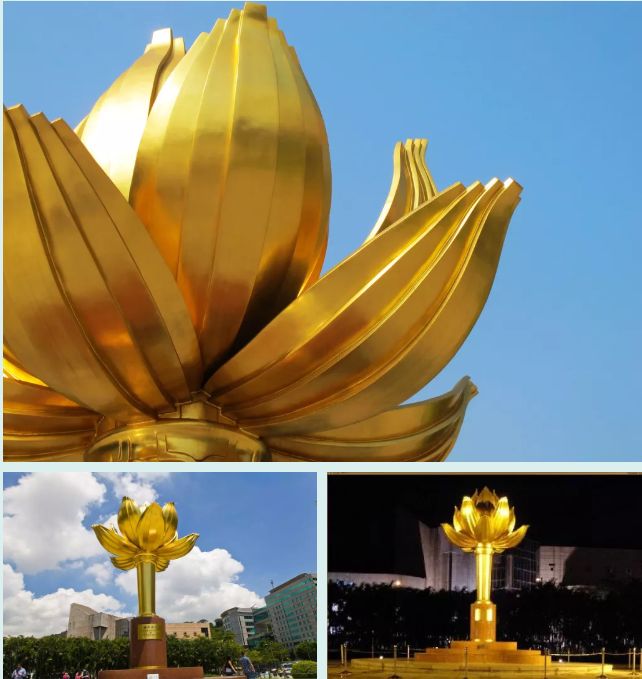 赠送给澳门的一尊名为《盛世莲花》的雕塑,象征澳门永远繁荣昌盛