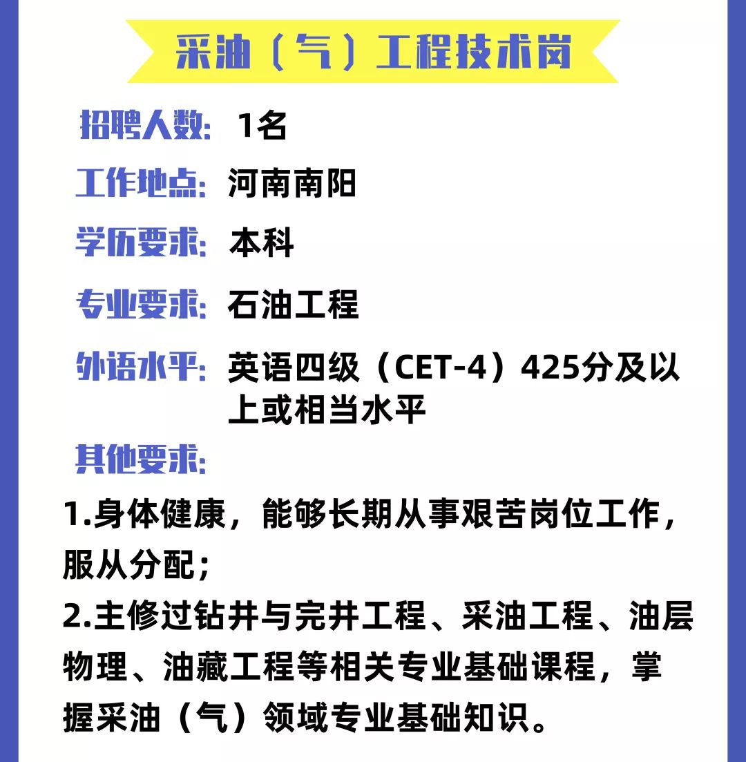 快河南油田2020年校園招聘開始了