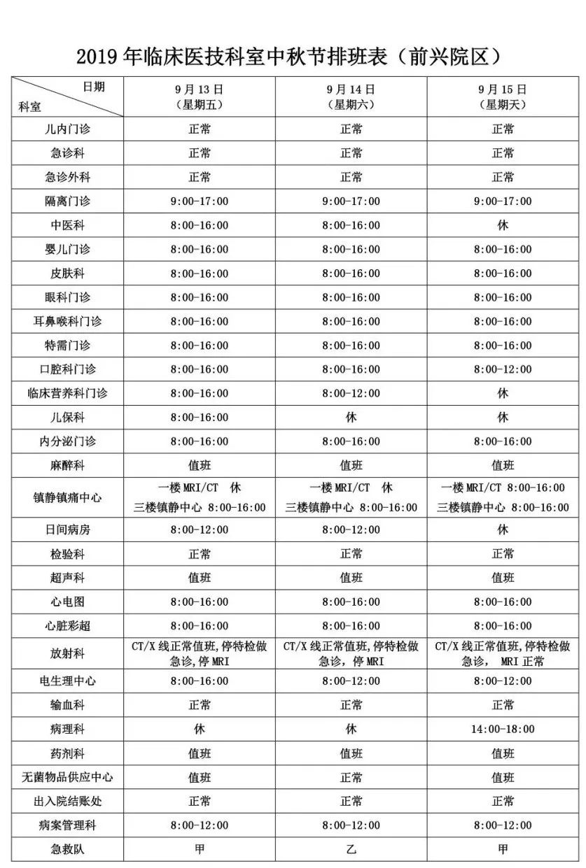 备用中秋节昆明各大医院门诊接诊安排出炉