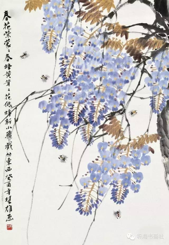 【国画】写意《紫藤小鸟》步骤画法