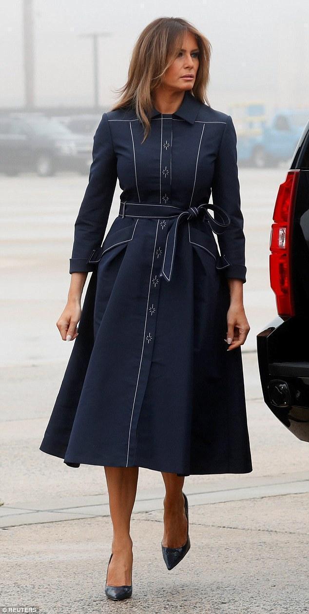 原创梅拉尼娅穿黑大衣亮相纪念日活动庄重又高贵第一夫人气场独特