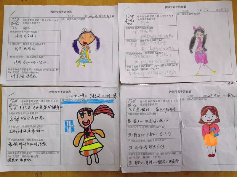家庭,让老师走进每个孩子和家长的心田,老师和孩子们一起设置调查表