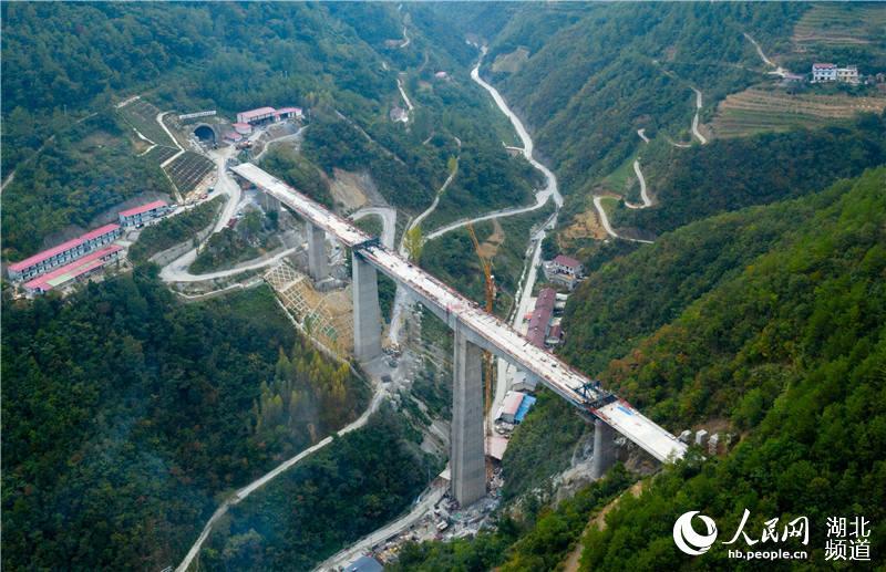郑万高铁湖北段小横溪双线大桥合龙