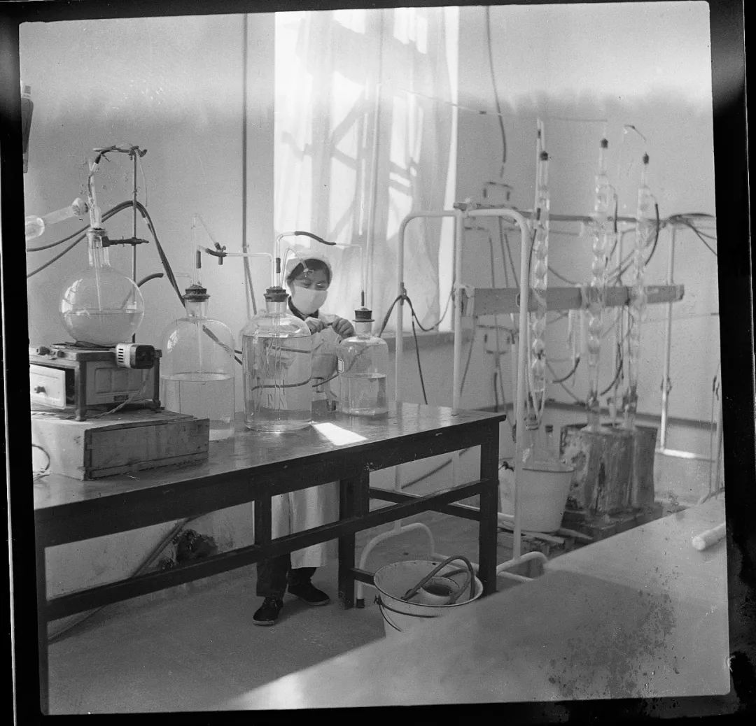 药房人员在配药检验科人员在教学五十年代的省胸科医院下面,让我们