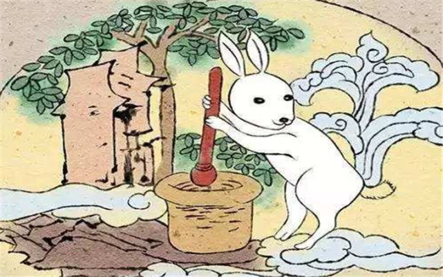玉兔捣药壁纸图片